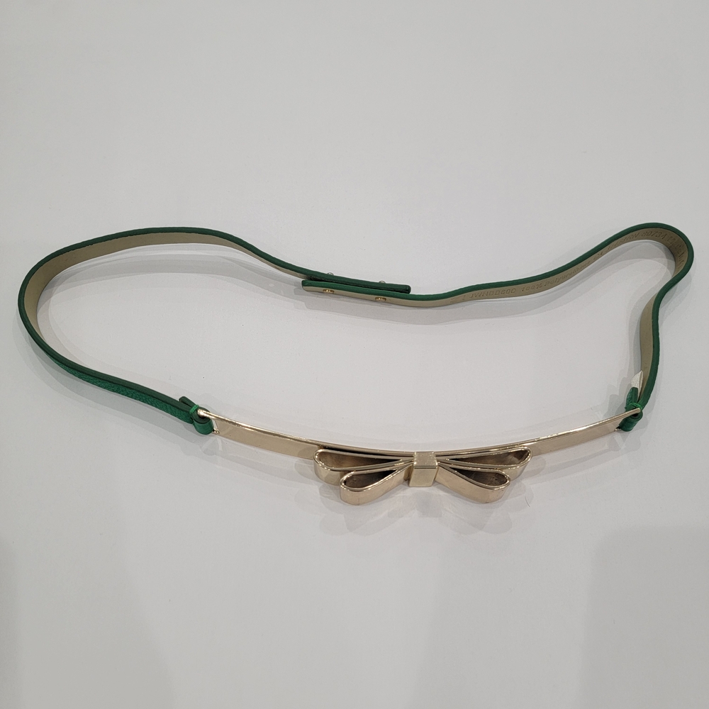 BCBGMaxAzria Gold Bow Belt with Green Strap